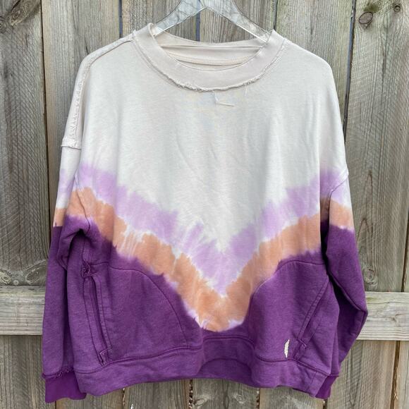 Free People Movement Metti Tie Dye Sweatshirt Oversized Ombre Purple Size Small - Picture 1 of 12